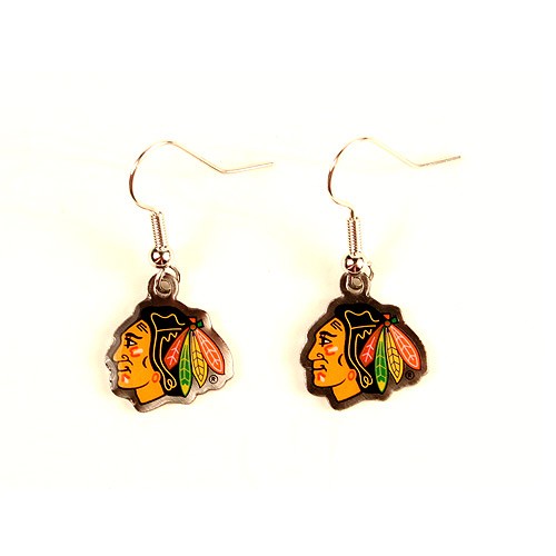 Chicago Blackhawks Earrings - Classic AMCO Series2 - Style Dangle - $2.75 Per Pair - Chicago Blackhawks