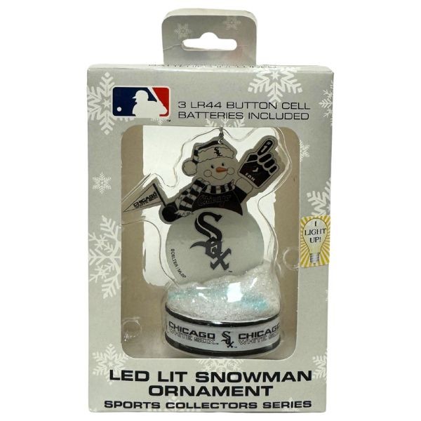 Chicago White Sox Ornaments - Batteries May Be Defective - LED Lit Snowman Ornament - 12 For $12.00 - Wholesale Chicago White Sox Products - White Sox Merchandise 2
