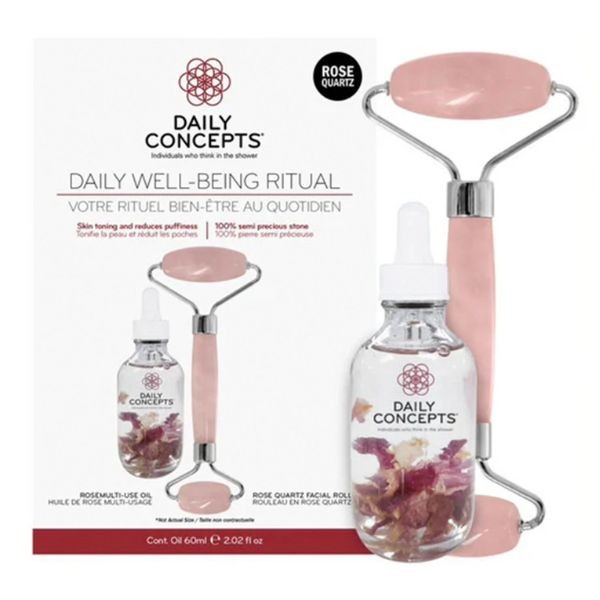 Daily Concepts Kit - #00837 - Rose Quartz Facial Roller & Rose Multi-Use Oil - 10 Kits For $35.00