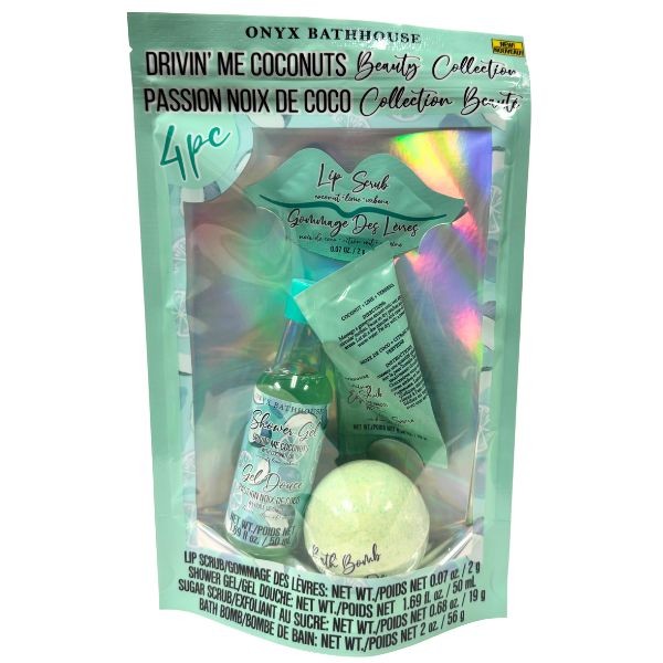 Onyx Bathhouse Set - #21844 - 4PC Drivin' Me Coconuts Beauty Collection - 10 Sets For $35.00