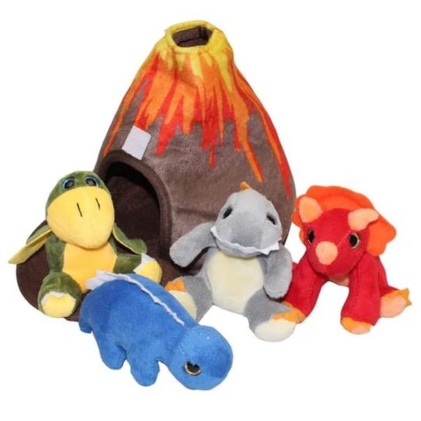 Dino-Roars Plush Sets - #WZ1L - 5PC Plush Set - The Volcano - 10 Sets For $35.00