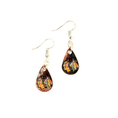 Chicago Blackhawks Earrings - TEARDROP Style Dangle - $3.00 Per Pair - Chicago Blackhawks