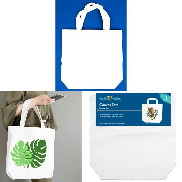 Hello Hobby - One Pack Canvas Tote - 13.5" x 13.5" - Personalize With Transfers, Paint And More - 24 For $36.00
