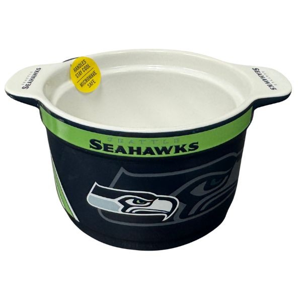 Seattle Seahawks Bowl - Ceramic High Heat 23OZ Queso Dip Bowl - Handles Stay Cool - Microwave Safe - 4 For $20.00 - Wholesale Seattle Seahawks Product - Seahawks Merchandise 2