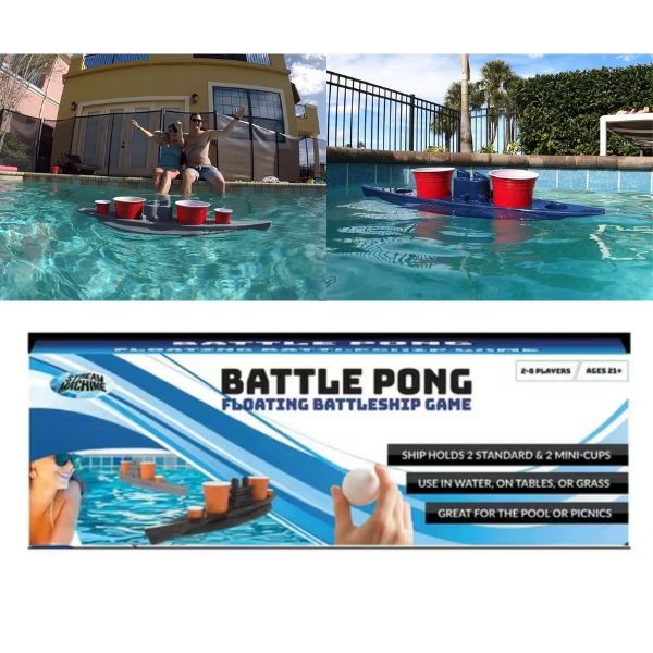 Battle Pong Set - #88123-6 - Sink The Battle Ship - Ships Measure 22" - 2Ships, 8Cups and 2 Pong Balls Included - 2 Sets For $25.00