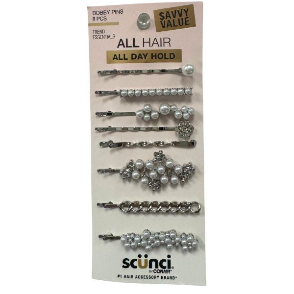 Scunci By Conair - #60173 - 8Pack Pearled Style Bobby Pin Set - 24 Packs For $36.00
