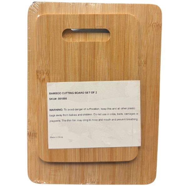 Bamboo Cutting Boards - 2Pack Set #001598 - 11"x8" and 9"x6" - Cutout Handles - 12 Sets For $30.00