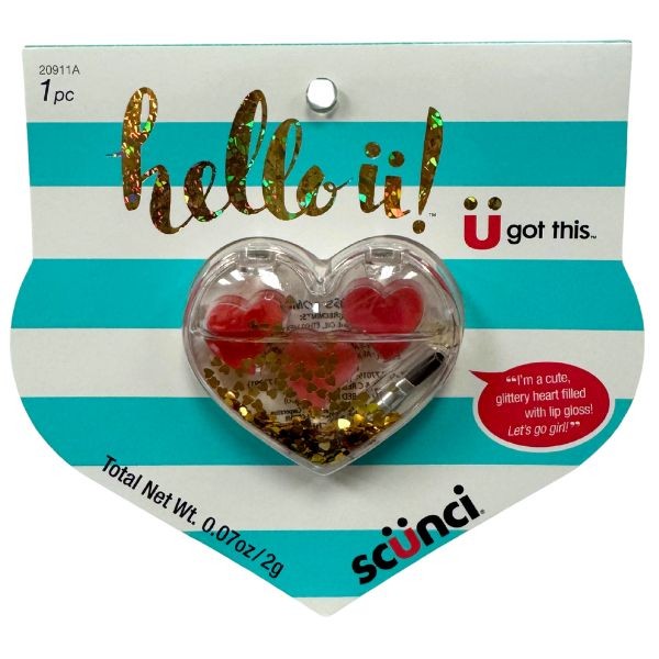 Scunci - Hello Series - #006976 - The Glitter Heart Lip Gloss - 36 For $36.00