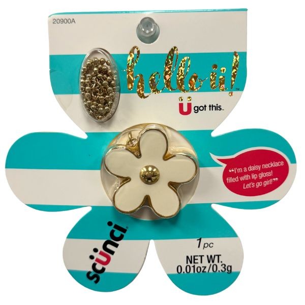 Scunci - Hello Series - #007032 - The Daisy Necklace Filled With Lip Gloss - Metal Construction - 24 For $36.00