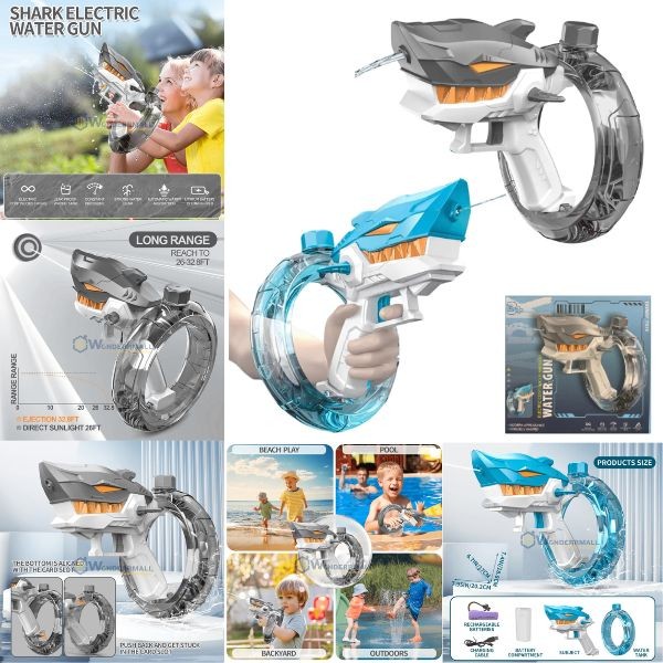 The Shark - Trendy Toys - BLACK - Electronic Water Gun - USB Charging - Continuous Water Blasting - 6 For $36.00
