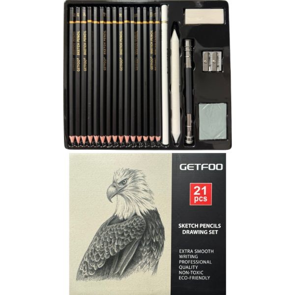 Getfoo Art Supplies - #GF3069-21 - 21PC Professional Pencil Drawing Kit - 6 Kits For $36.00