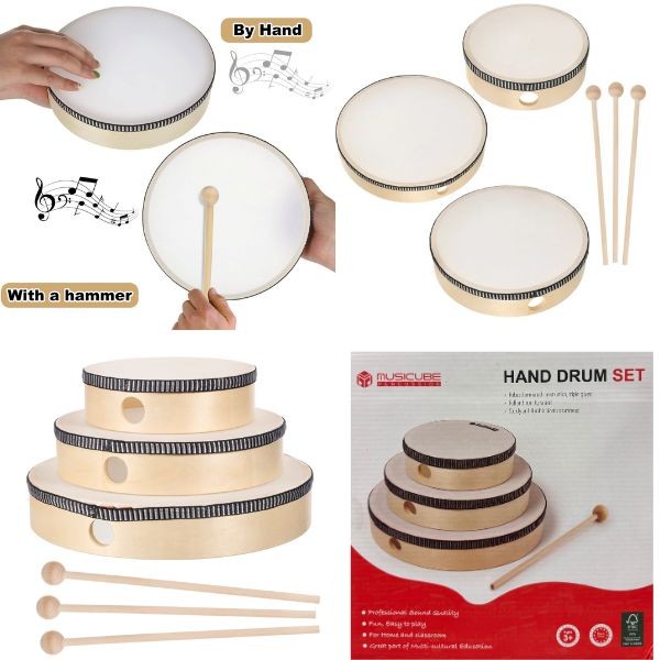 Music Cube Percussion - The Hand Trommel Set - Sturdy Laminated Construction - 4 Sets For $30.00