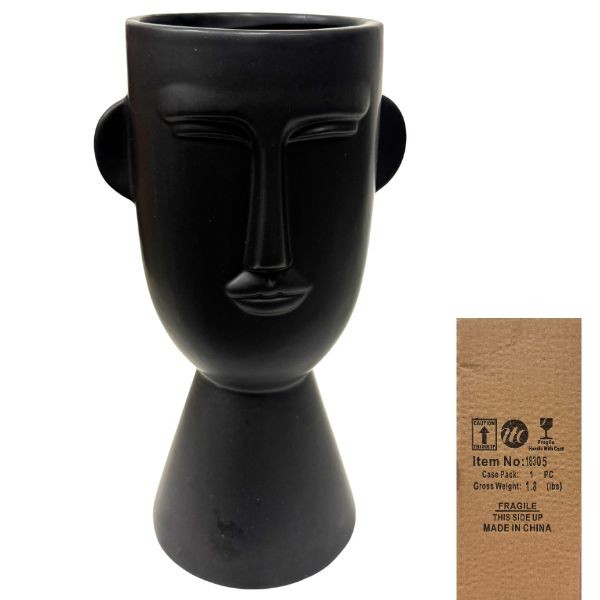 Matte Black Ceramic - #18305 - 5.25"x4.25"x10H" - Flared Bottom Vase - 6 For $30.00 - Wholesale Mystery Merchandise - Wholesale John Deere - Wholesale Licensed Products