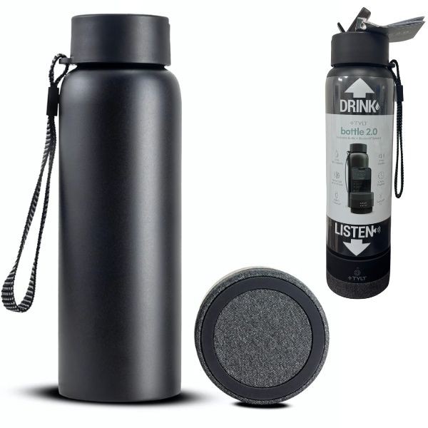 The TYLT - 24OZ Stainless Steel Vac Sealed Water Bottle - Bluetooth Screw-Off Speaker Base - C-Cord Included - 3 For $30.00