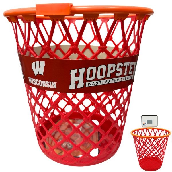 Wisconsin Badgers Hoopster - Team Color Hoop Look Waste Basket - 7 For $35.00 - Wisconsin Badgers