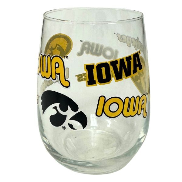 Iowa Hawkeyes - 17OZ Retro Team Spirit Wine Glasses - 6 For $30.00 - Iowa Hawkeyes