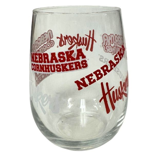 Nebraska Huskers - 17OZ Retro Team Spirit Wine Glasses - 6 For $30.00 - Nebraska Huskers