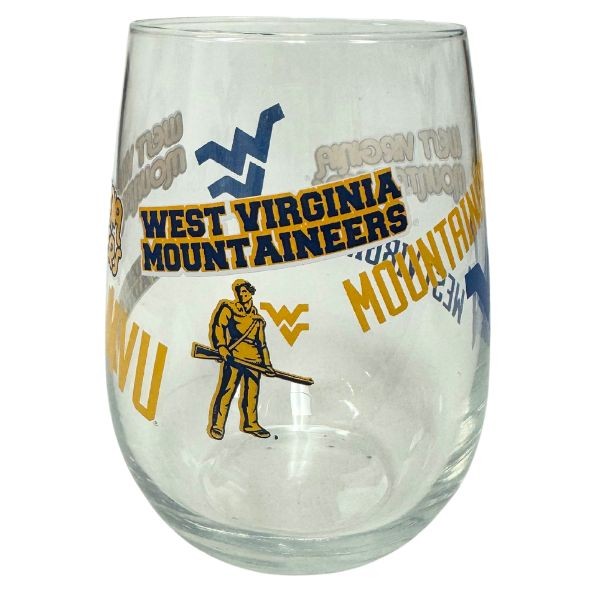 West Virginia - 17OZ Retro Team Spirit Wine Glasses - 6 For $30.00 - West Virginia