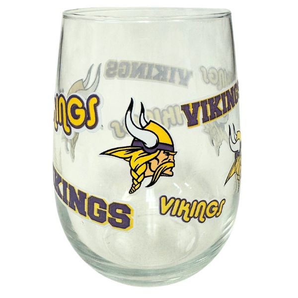 Minnesota Vikings - 17OZ Retro Team Spirit Wine Glasses - 6 For $30.00 - Wholesale Minnesota Vikings Products - Vikings Merchandise 2