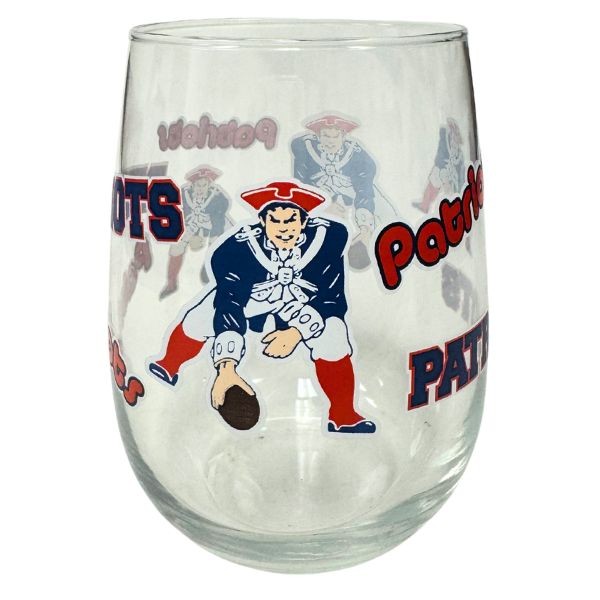 New England Patriots - 17OZ Retro Team Spirit Wine Glasses - 6 For $30.00 - Wholesale New England Patriots - Patriots Merchandise