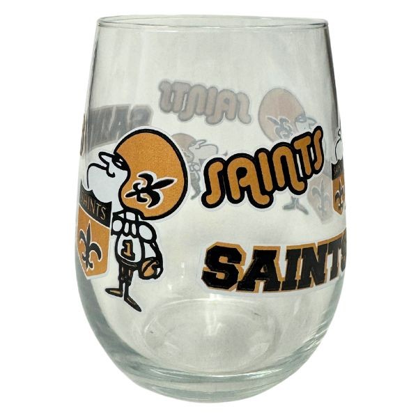 New Orleans Saints - 17OZ Retro Team Spirit Wine Glasses - 6 For $30.00 - Wholesale New Orleans Saints Product - Saints Merchandise 2