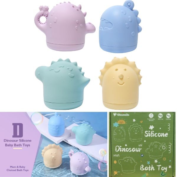 Olasmailo Productions - Food Grade Silicone Bath Toy - 4PC Set Dino Series - 6 Sets For $30.00