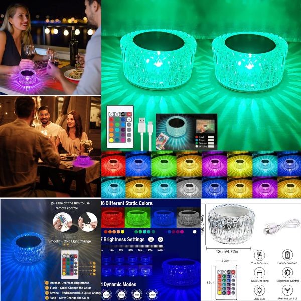 Touch Color Lamp - #JMD022 - USB Charging With Remote Control - Dimmable and Color Changing - 6 For $36.00