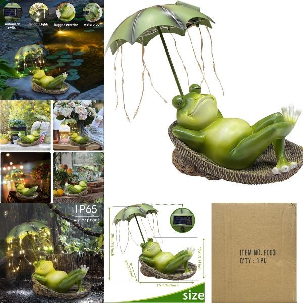 Solar Garden Series - #F003 - The Ambient 7" Frog - Outdoor/Indoor - Weatherproof - 4 For $30.00