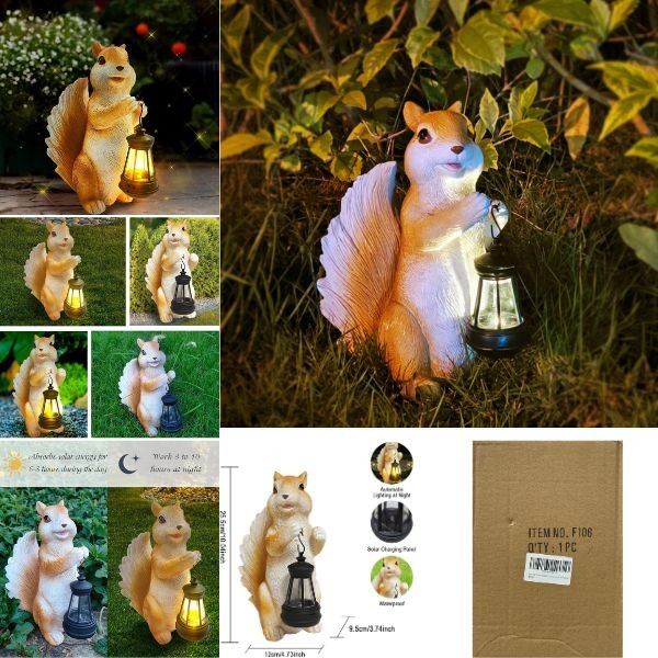 Solar Garden Series - #F106 - The Ambient 7" Squirrel - Outdoor/Indoor - Weatherproof - 4 For $30.00