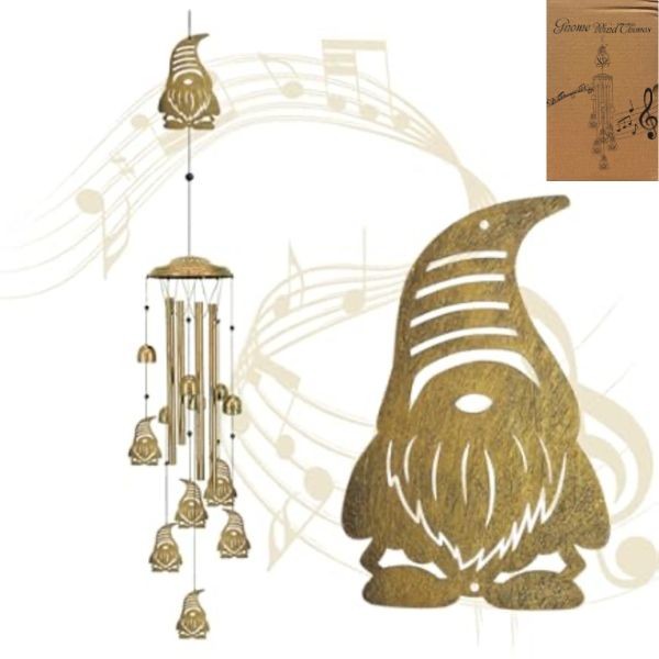 The Gnome Windchime - Country Series - 38" Gnome Tin Windchime - 4 For $32.00
