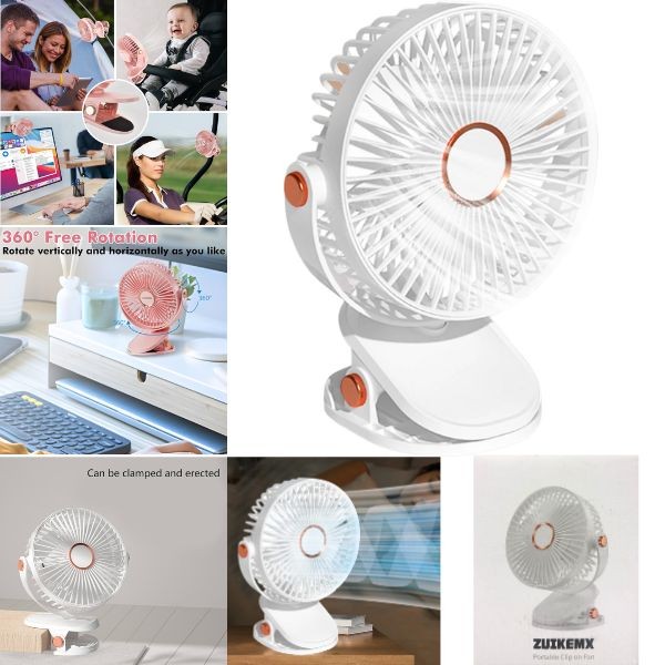 Zuikemx Home - #WHITE - The Portable 6" Clip-Fan - Clip Or Table Top - USB Charging - 6 For $36.00
