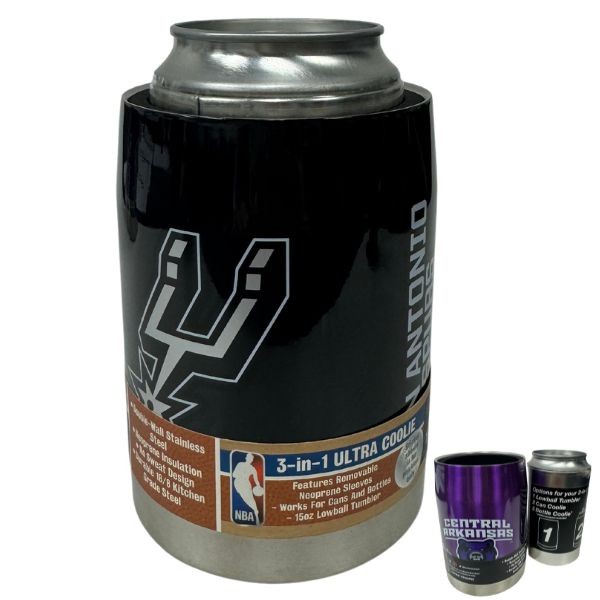 San Antonio Spurs - Ultra Coolie - Stainless Steel Can Coozie - The Ultra Series - 6 For $30.00 - San Antonio Spurs