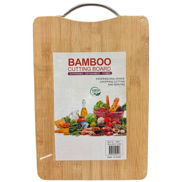 Bamboo Cutting Board - #2501 - Stainless Handle - 8.6" x 12.9" - Professional Grade Kitchenware - 8 For $32.00