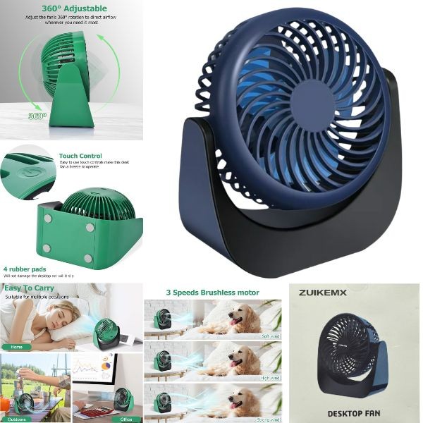Zuikemx Home - #Dark.Blue - 6" Dark Blue Desktop Fan - USB Charging - 6 For $36.00