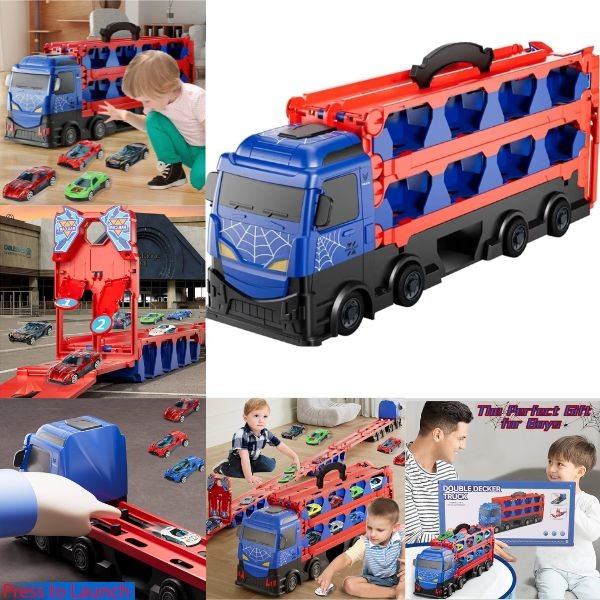 Double Decker Set - Slight Damaged Packaging - 16" Hauler With 12 Cars Included - 3 Sets For $30.00