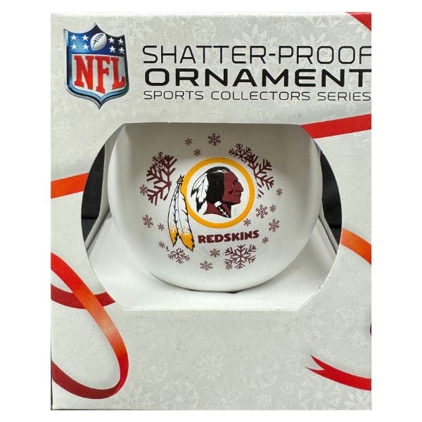 Washington Redskins Ornaments - The White Frosted Snowflake Ball - 12 For $30.00 - Wholesale Washington Redskins Products - Redskins Merchandise