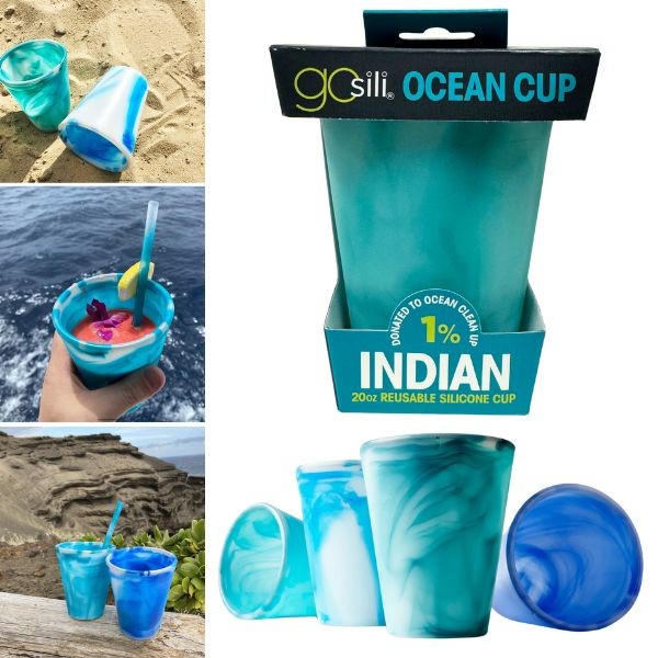 GoSili Drinkware - #004499 - INDIAN OCEAN - 20OZ 100% Non-Toxic Silicone - The Ocean Cup - 12 For $36.00