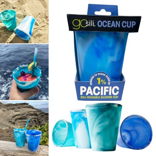 GoSili Drinkware - #004505 - PACIFIC OCEAN - 20OZ 100% Non-Toxic Silicone - The Ocean Cup - 12 For $36.00