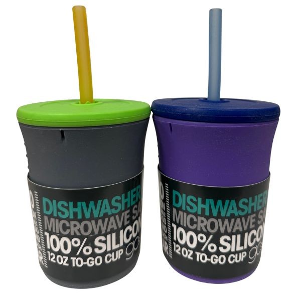 GoSili Drinkware - #87545/6 - 12OZ Assorted Color 100% Nob-Toxic Silicone Tumblers - Gray/Purple - 12 For $36.00