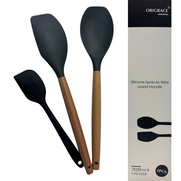 Origrace Home - 2PC Set Wood Handle Spatula Set - Bonus Spatula Included - 10 Sets For $35.00