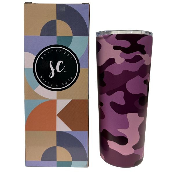 Sassy Tumblers - #PinkCamo - 22OZ Pink Camo Tumbler - Stainless Steel Vac Sealed Lid - 8 For $32.00