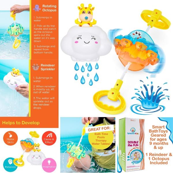 Splashin' Kids - Double The Fun Bath Time Toy Set - Rainmaker Bath Toys - 10 Sets For $35.00
