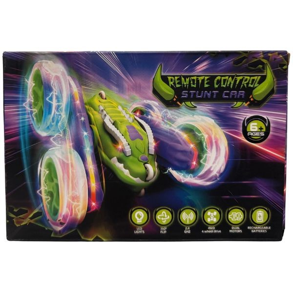 The Dragon Stunt Car - Remote Control 360 Stunt - Colors May Vary - LED, Flips, 2.4Ghz, 4Wheel Drive, Rechargeable - 4 For $30.00