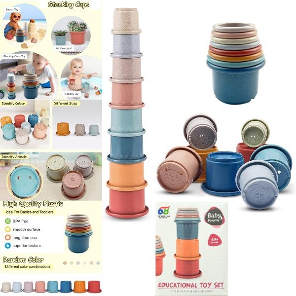 Educational STEM Set - The 8PC Stacking Cup - The Baby Cup Series - 12 Sets For $24.00