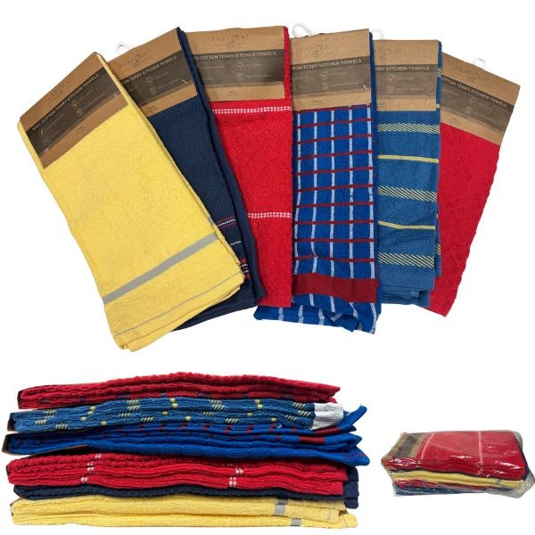 Paarizaat Kitchen - Colors Vary - 2Pack 15"x25" 100% Heavyweight Cotton Terry Kitchen Towels - 12-----2Packs For $36.00