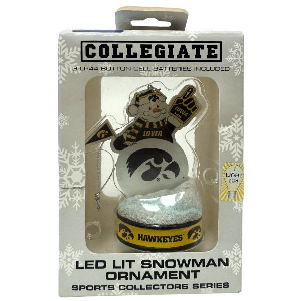 Iowa Hawkeyes Ornaments - Batteries May Be Defective - The LIT Snowman Style - 12 For $18.00 - Iowa Hawkeyes
