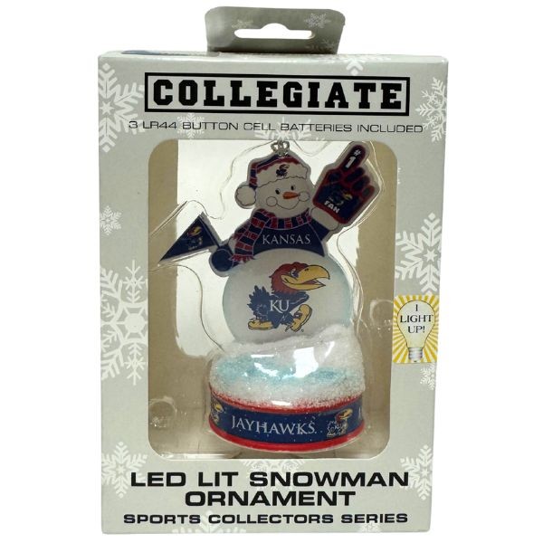 Kansas Jayhawks Ornaments - Batteries May Be Defective - The LIT Snowman Style - 12 For $18.00 - Kansas Jayhawks