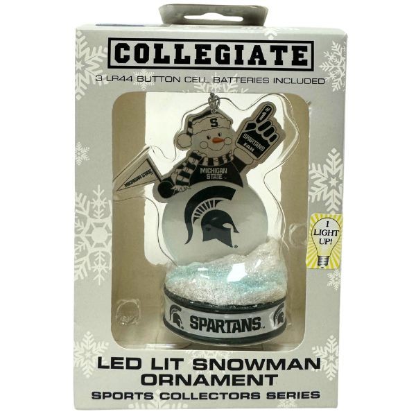 Michigan State Spartans Ornaments - Batteries May Be Defective - The LIT Snowman Style - 12 For $18.00 - Michigan State