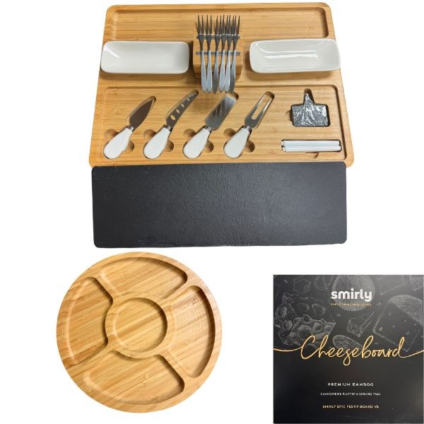 Smirly Premium Home - CTR- #Flat.CheeseBoard-V2 - Bamboo Wood - Accessories Included - $20.00 Each