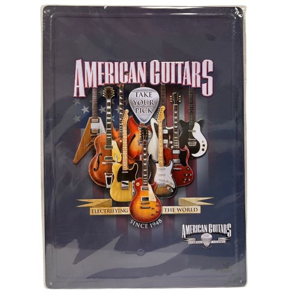 Tin Signs - #40086 - 12"x17" Metal Signs - American Guitars - 8 For $32.00
